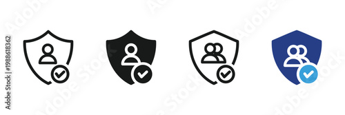 User security protection icon with shield and check mark, verified account privacy secure access symbol vector illustration
