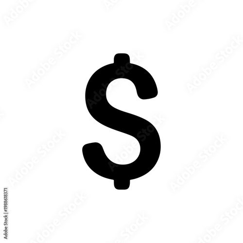  Dollar Icon Black Vector Minimal Finance Symbol