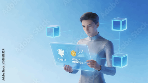 Futuristic person with digital interface