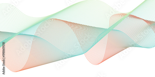 Dynamic minimal smoke sound line. Energy abstract smooth colorful gradient frequency isolated element creative blend. Science tech swirls with thin twisted connected vibration simple grid.