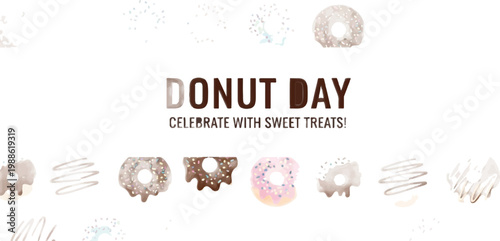 Donut Day, sweet treats, dessert icons, pastry illustrations, colorful donuts
