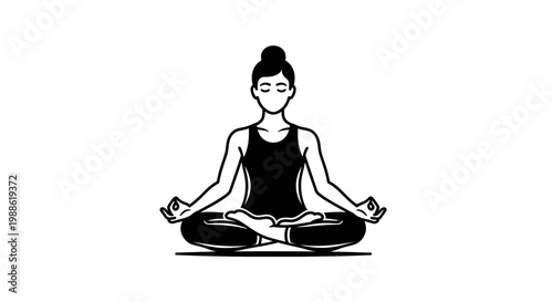 Woman Meditating in Lotus Position, Peaceful Mind and Body Wellness