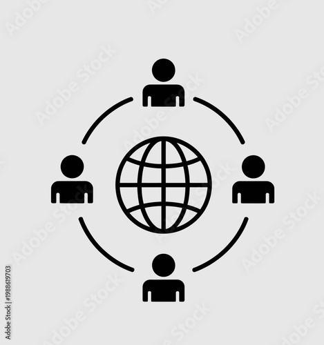 Global Team Collaboration Network Around Globe Communication Vector Illustration