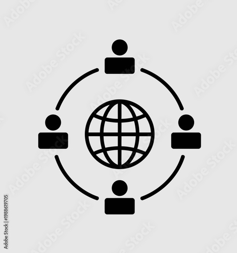 Global Team Collaboration Network Around Globe Communication Vector Illustration