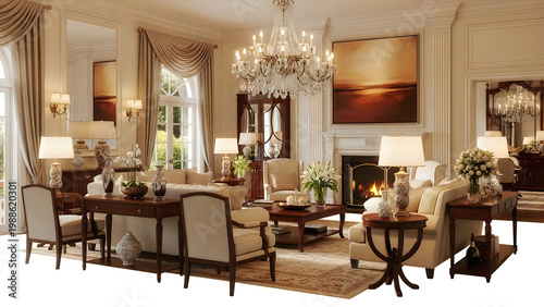 Elegant traditional living room with classic furniture and decor