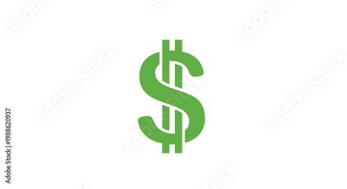 Minimalist green dollar sign icon on white background