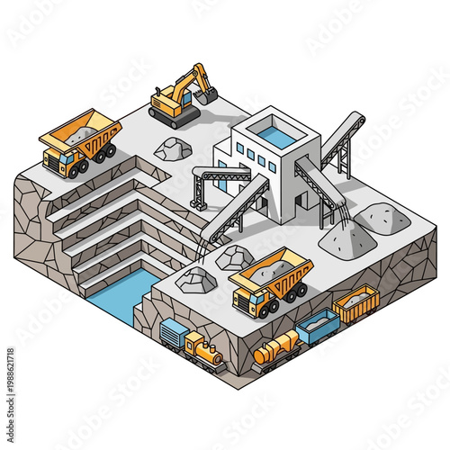Mining site with heavy machinery equipment.