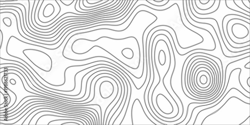 Vector topographic map contours illustration with wavy lines and shapes on white background for design and texture