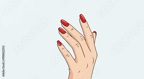 Elegant hand with long red fingernails