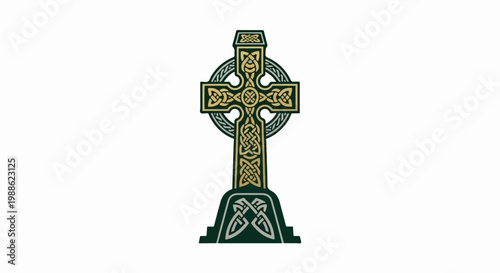 Intricate Celtic cross design with knotwork on a white background