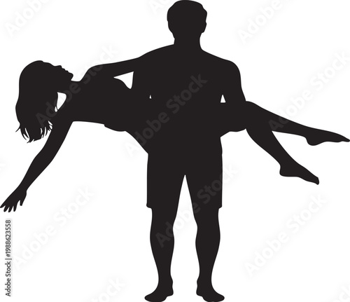 a romantic silhouette of a man carrying a woman, ideal for love, relationship, and lifestyle concepts