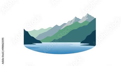 Serene mountainous landscape with a tranquil lake in the foreground