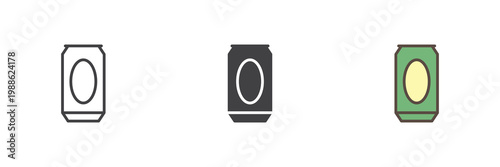 Beer can icon in line and solid style. Outline and filled vector sign with editable stroke. Beverage symbol icon for alcohol drink and party usage.