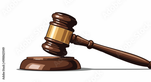 A wooden gavel rests on its sound block, symbolizing justice and authority
