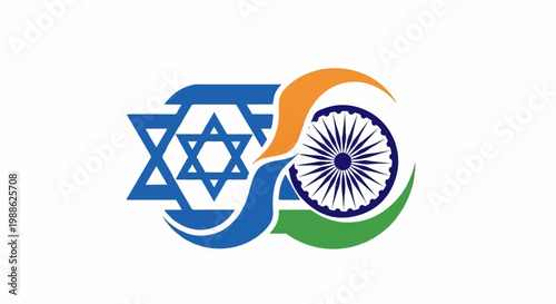 A graphic combines Israeli and Indian national symbols in a celebratory design
