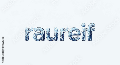 Text rendered in icy, crystalline blue font against a bright, minimalist background