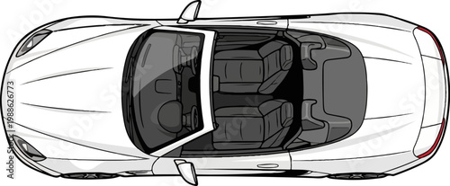 White convertible sports car interior visible from a top-down view