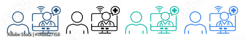 doctor consultation video call icon set on transparent background