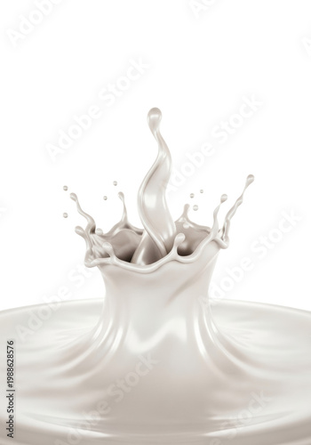 Hyperrealistic cgi render of ultra-glossy white chocolate frozen mid-splash forming a symmetrical crown shape, isolated centrally on a transparent infinity background, concept for luxurious