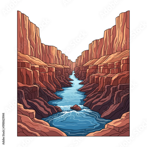 A serene canyon landscape with river.