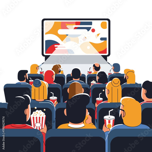 People watching a movie at cinema.