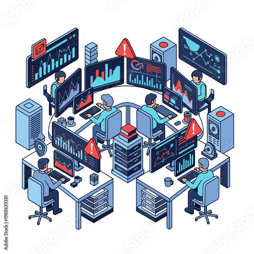 People working on computer systems.