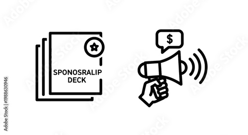 Sponsorship proposal document and megaphone advertising icon with speech bubble flat design sponsorship proposal document megaphone advertising