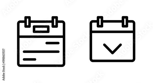 Calendar and event scheduling icon set featuring document list and deadline arrow for organization and time management calendar schedule management