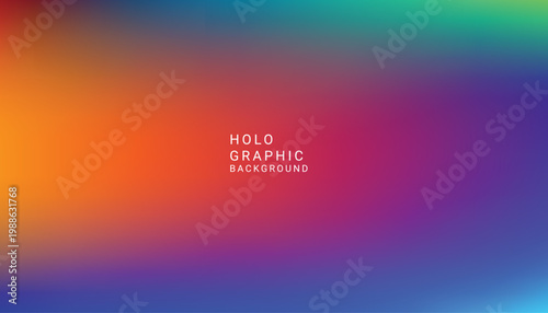 Holographic gradient background, with white text, vibrant pink, orange, blue, and green colors