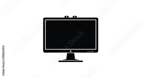 A minimalist black silhouette of a modern computer monitor with an integrated webcam high quality professional
