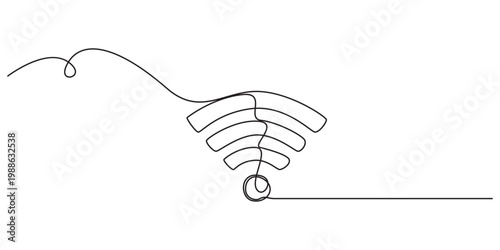 Continuous one line drawing of WIFI signal. One line drawing illustration of wifi signal for internet. World telecommunication day concept single line. Editable outline.pro