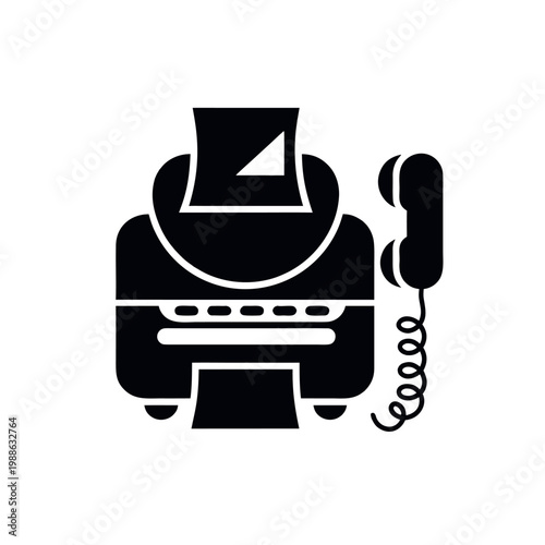 Vintage Fax Machine Office Device Silhouette Illustration