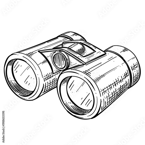 binoculars vector sketch line art hand drawn illustration