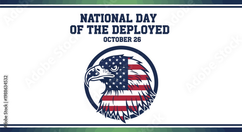 National day of the deployed emblem with american eagle flag head in circular frame vector