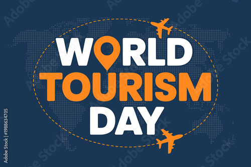 World Tourism Day celebration with airplanes and map background