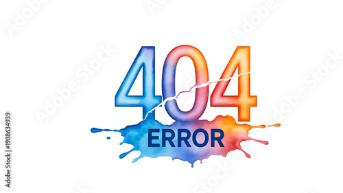 404 error concept with colorful splash design representing page not found and website problem