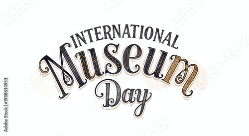 International Museum Day artistic calligraphy logo on white background
