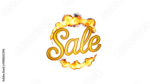Sale text with fire effect representing hot discount offer and promotional marketing concept