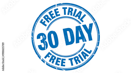 Free trial offer concept with thirty day guarantee badge for marketing and promotion