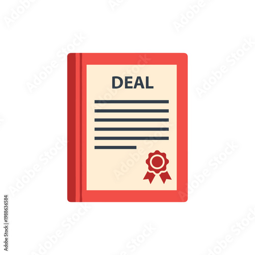 Red booklet with beige cover featuring bold black text and blue lines sealed with ribbon and emblem isolated on white background