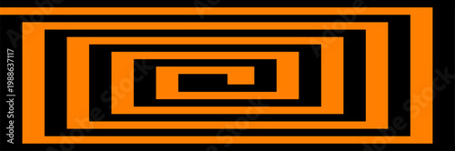 Lines on a spiral abstract background. Dynamic transition illusion. Red shapes on a black background and the same blue and yellow shapes on the black side. vector