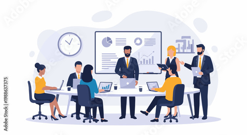 Diverse team of professionals collaborating around a table in a modern office setting