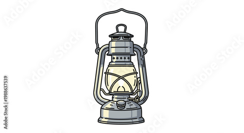 Vintage Kerosene Lantern Illustration, Retro Lighting for Dark Environments