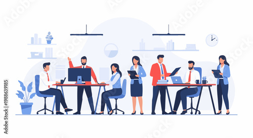 Diverse professionals collaborating in a modern office setting (1)