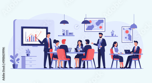 Business meeting with chart presentation and teamwork