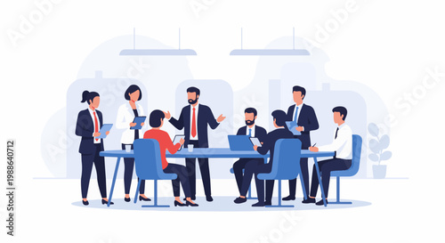 Diverse team in a meeting room discussing plans, presenting ideas