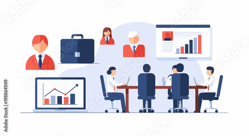 Business meeting with charts and people in suits