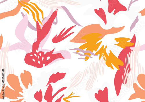 A vibrant abstract illustration of colorful floral shapes