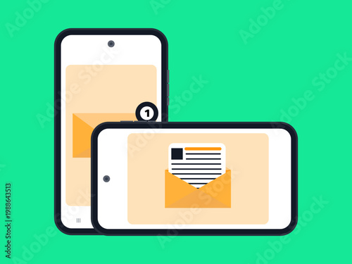 Mobile Email Notification and Messaging Illustration