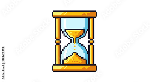 Pixel Art Hourglass Icon Symbolizing Time Passing.